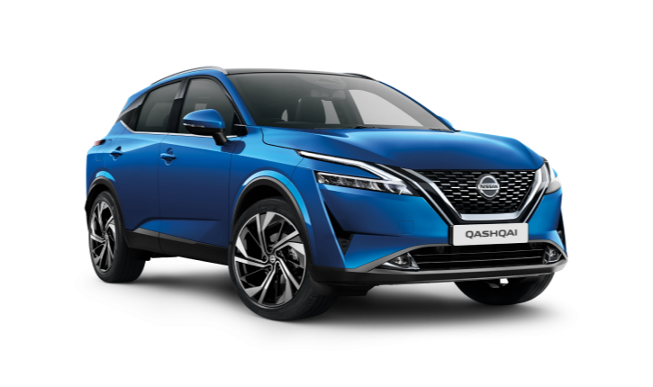 Niebieski samochód Nissan Qashqai